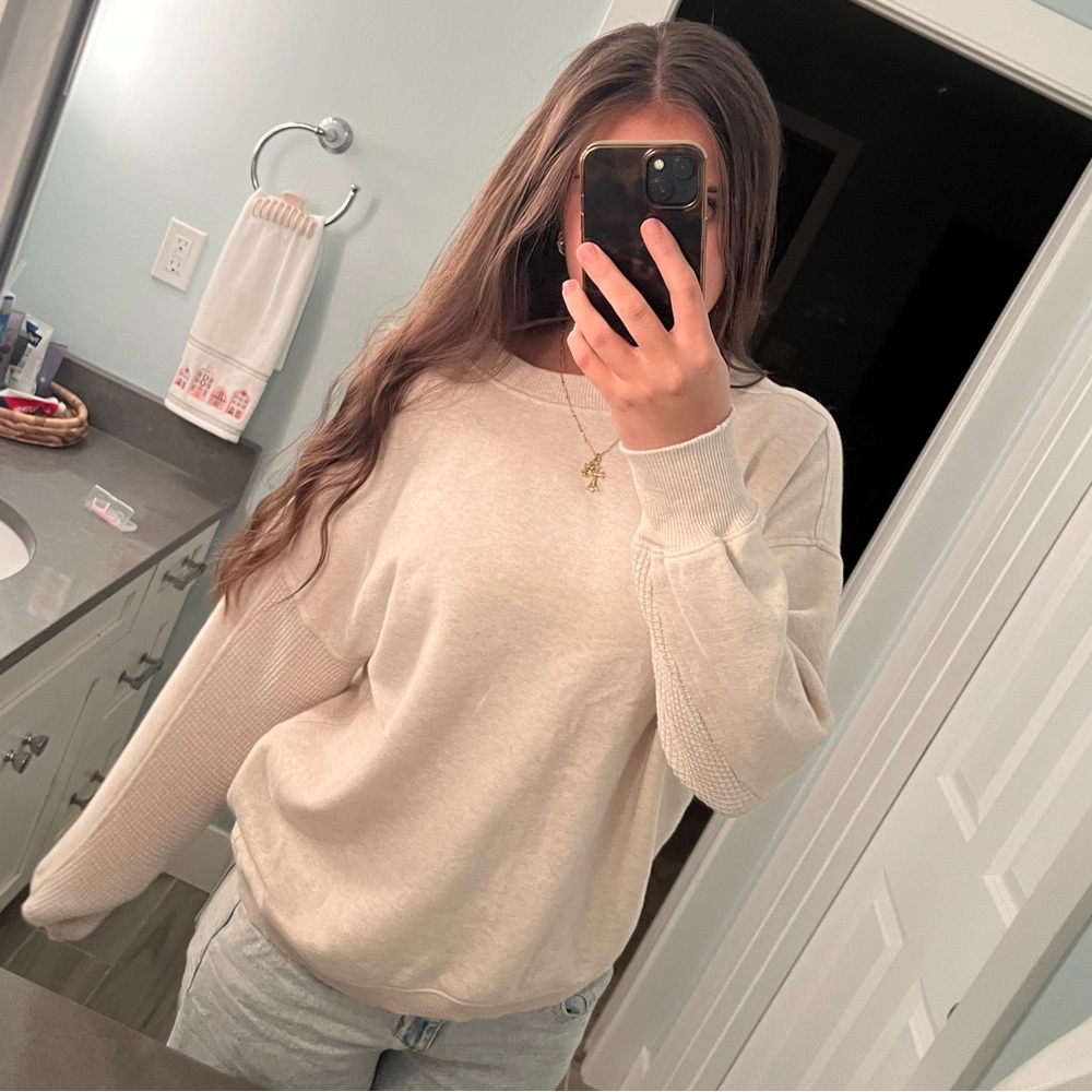 Aerie Women's Soft Cream Crew Neck Sweater